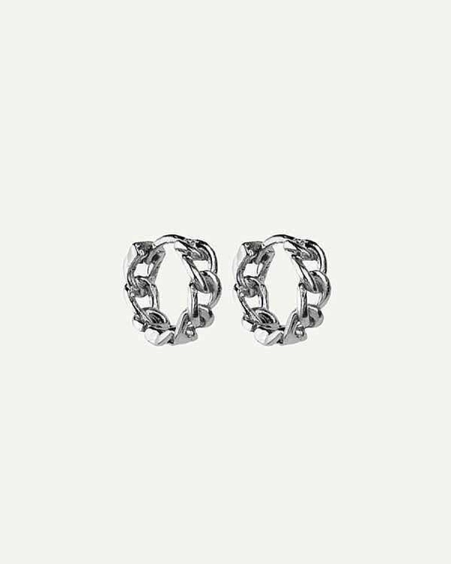 Clearance Pendientes Hoops Chain Silver