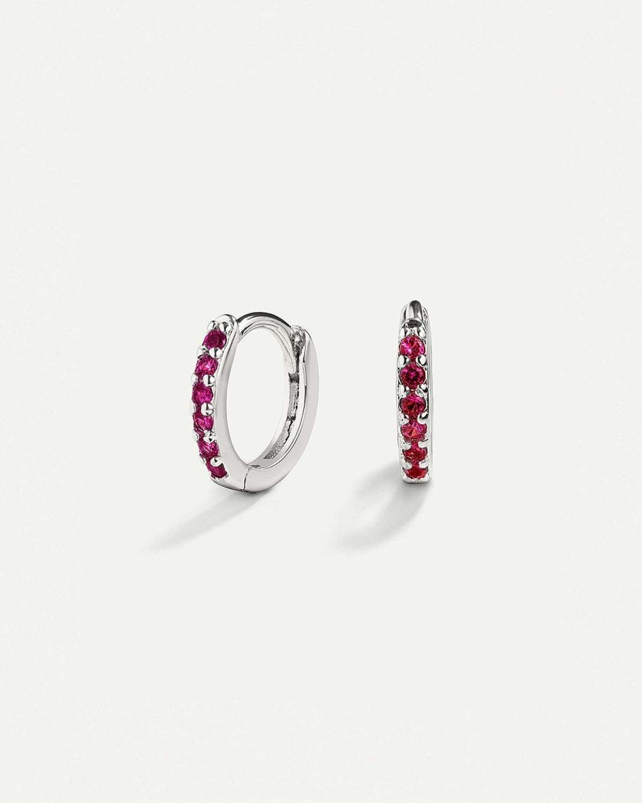 Best Pendientes Hoops Bright Pink Silver