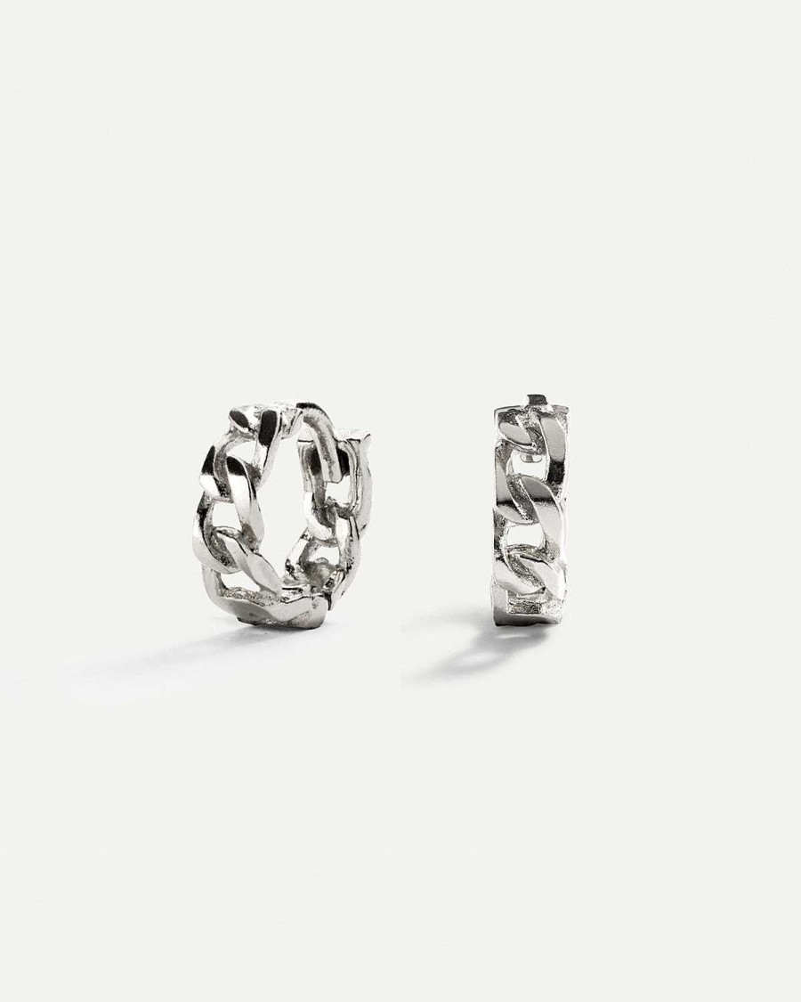 Clearance Pendientes Hoops Chain Silver