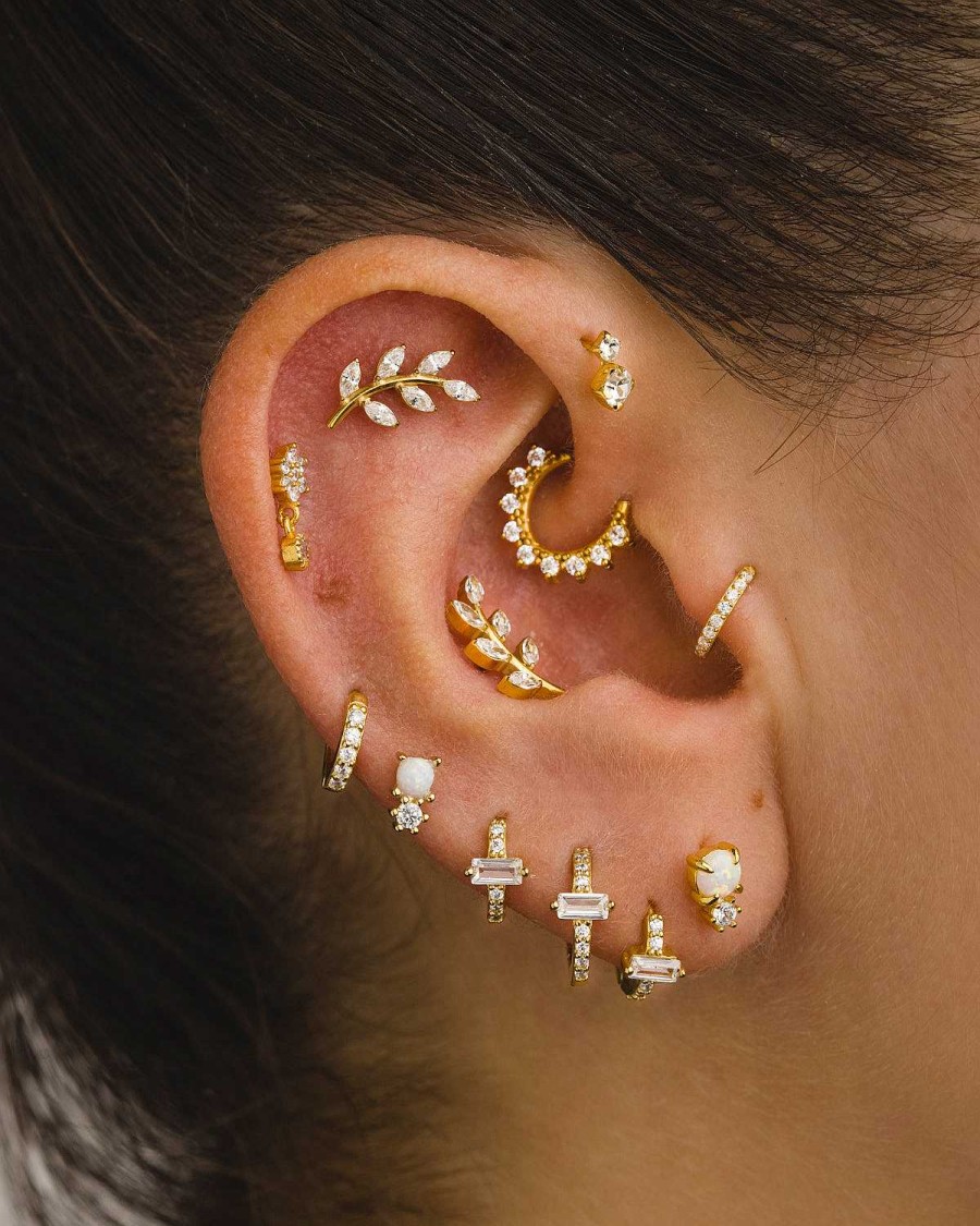 Online Piercing Leaves Bright Gold