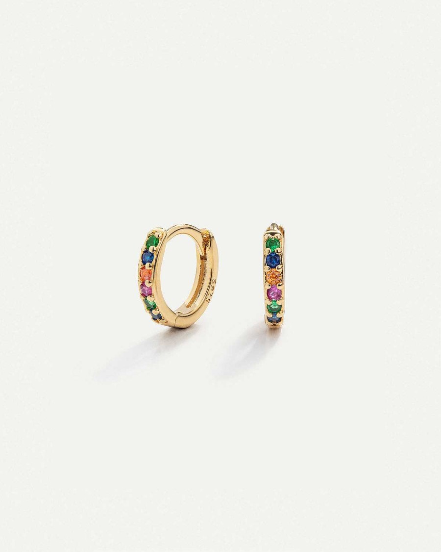 Clearance Pendientes Hoops Rainbow Mini Gold