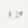 Hot Pendientes Baguette Green Silver